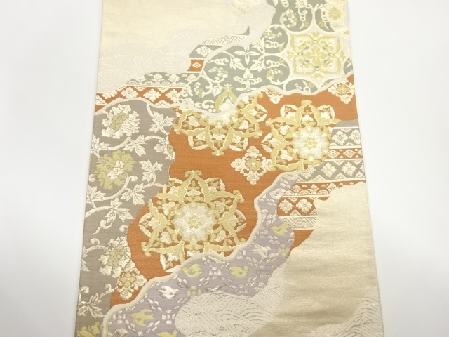 ys7375453; 宗sou 道長取りに華紋・花唐草模様織出し袋帯 宗sou